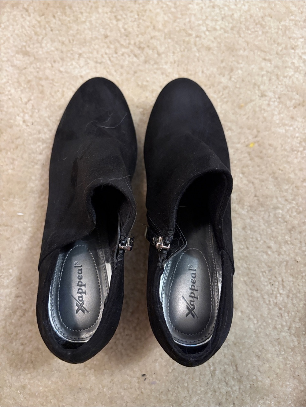 Xappeal Black Suede Ankle Booties with Side Buckle